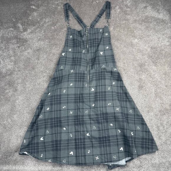 Kingdom Hearts Disney Plaid Pinafore Overall Dress Gray Goth Punk Size L Skirt - Picture 1 of 4